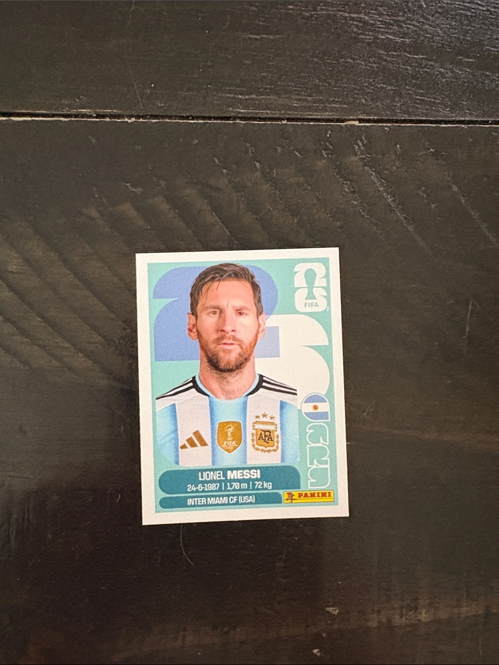 FIFA World Cup Panini Sticker Messi  - Light Blue & White Argentina Design